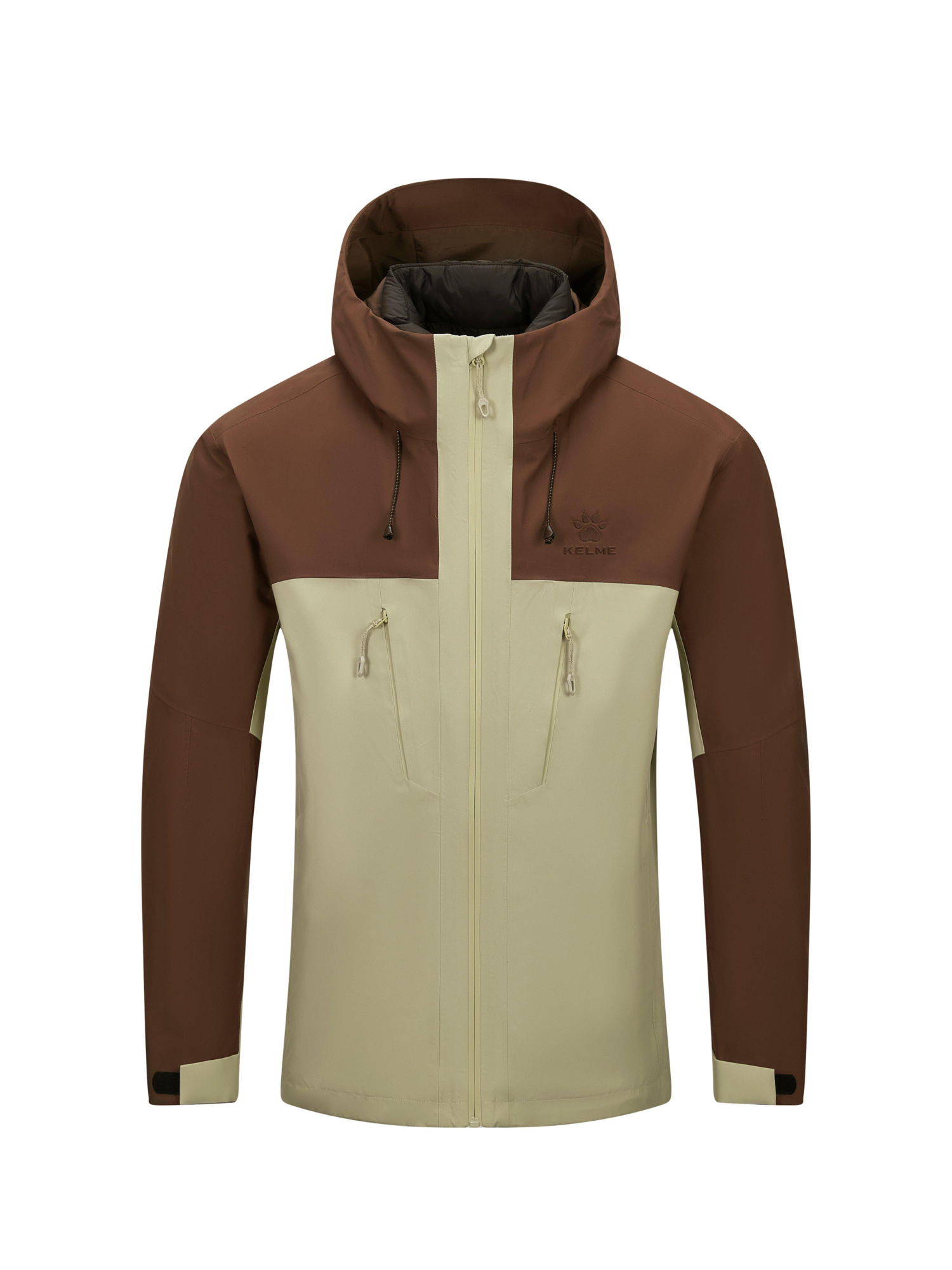 Демисезонная куртка KELME Waterproof Jacket (Down Liner) (Khaki/Dark Brown)