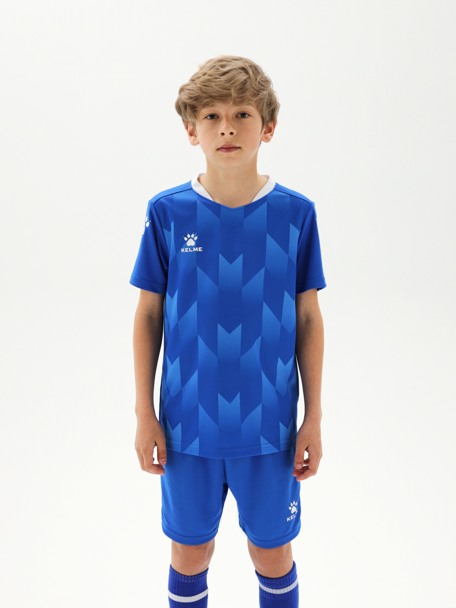 Детская футбольная форма KELME Short-Sleeved Football Suit Blue