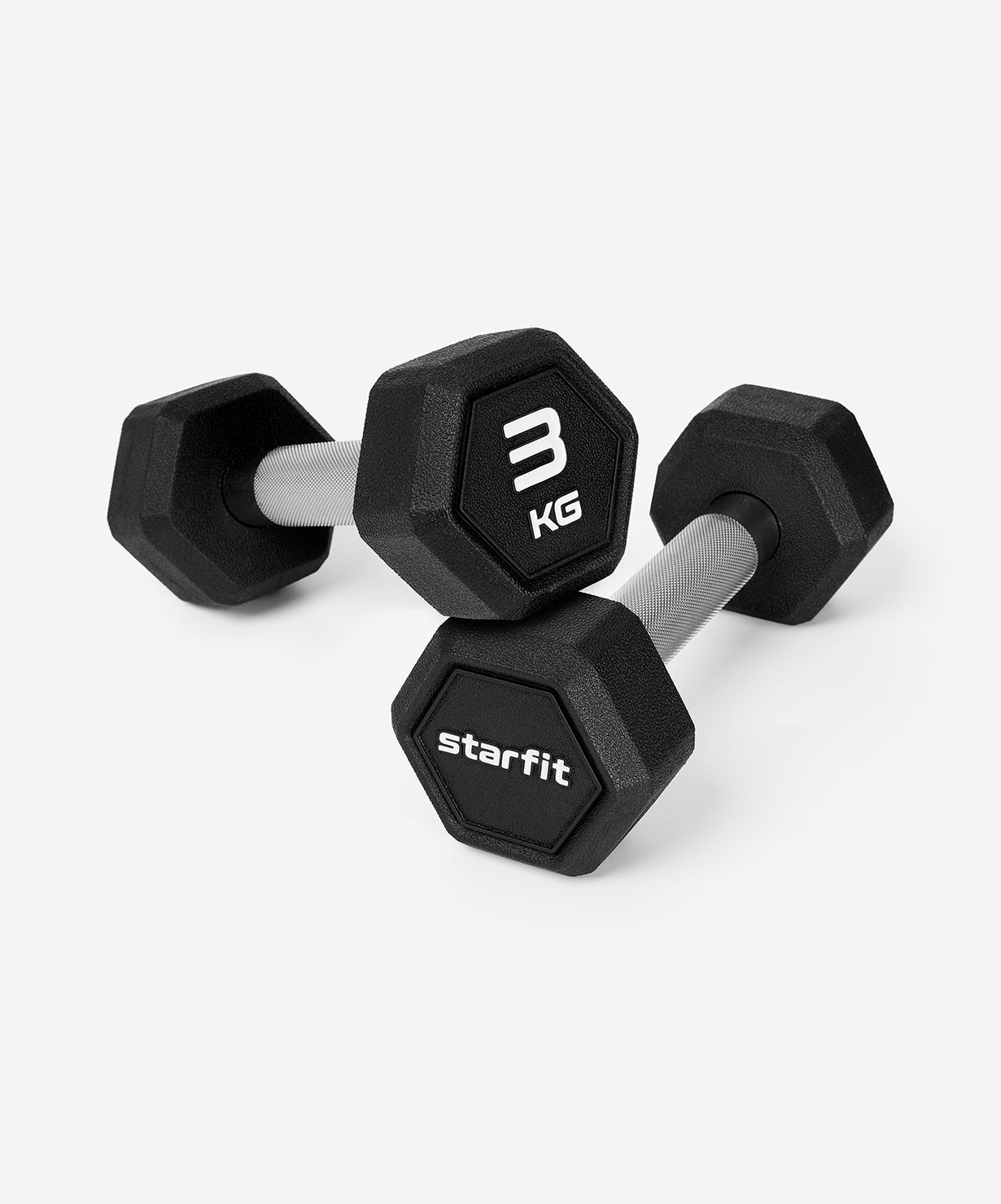 Гантель гексагональная STARFIT DB-301PRO 3 кг, обрезиненная, черный, пара