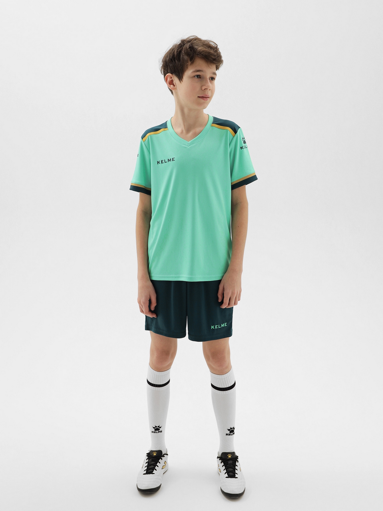 Детская футбольная форма KELME S/S Football Set Kid (Teal/Dark Green)