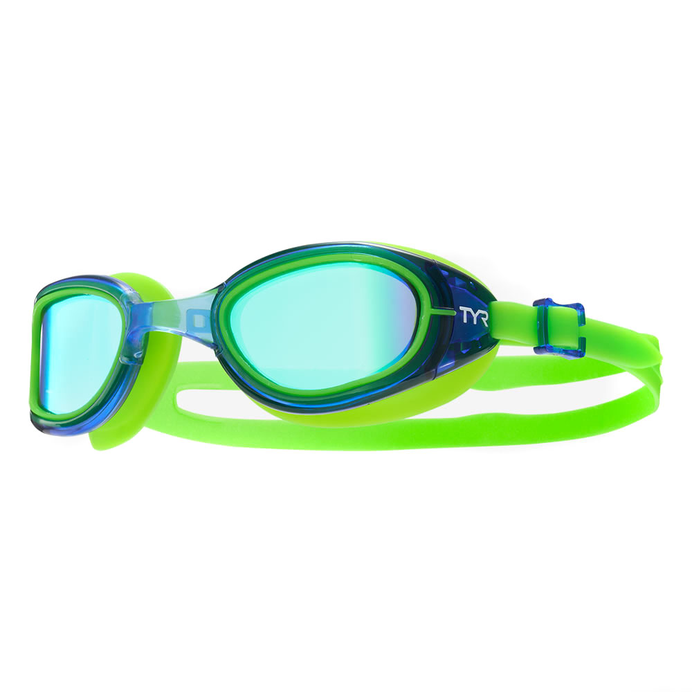 Очки для плав. TYR Special Ops 2.0 Mirrored, LGSPL2M-323, World Aquatics,ЗЕРК.зел.линзы,синяя оправа