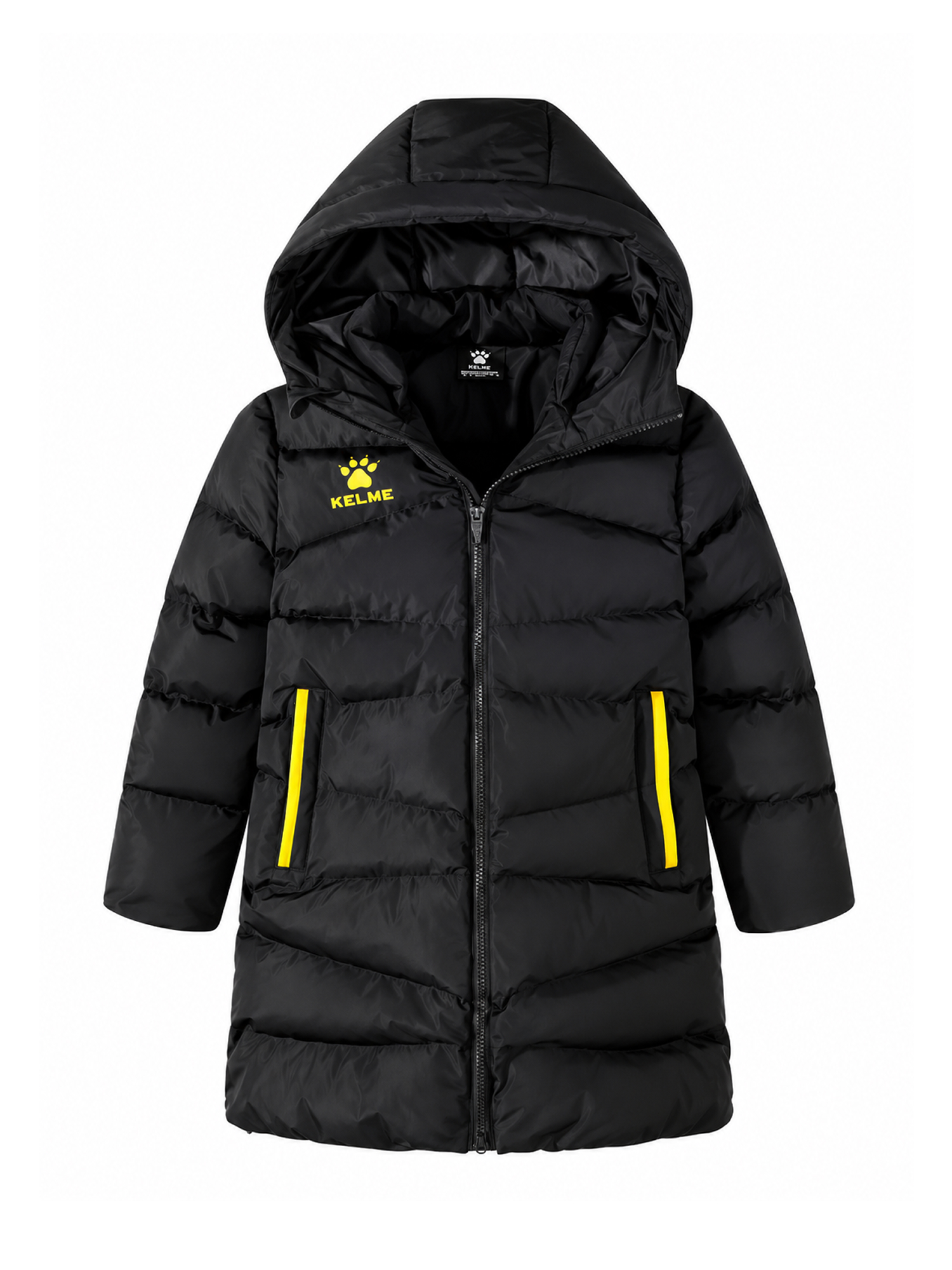 Детский пуховик KELME Children's Long Jacket (Black/Yellow)