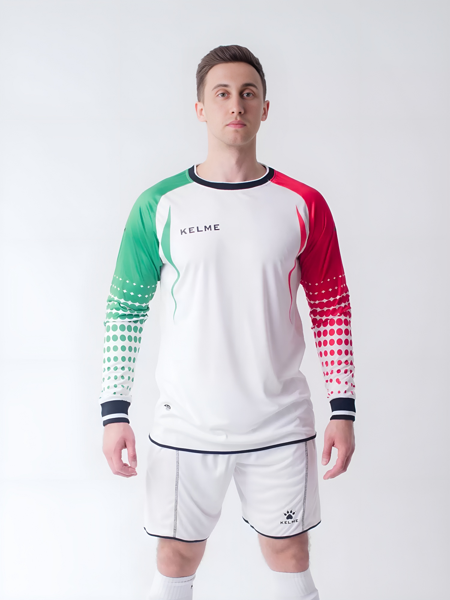 Вратарская форма KELME Long-Sleeved Football Goalkeeper Suit (One Size Larger) (White/Red)