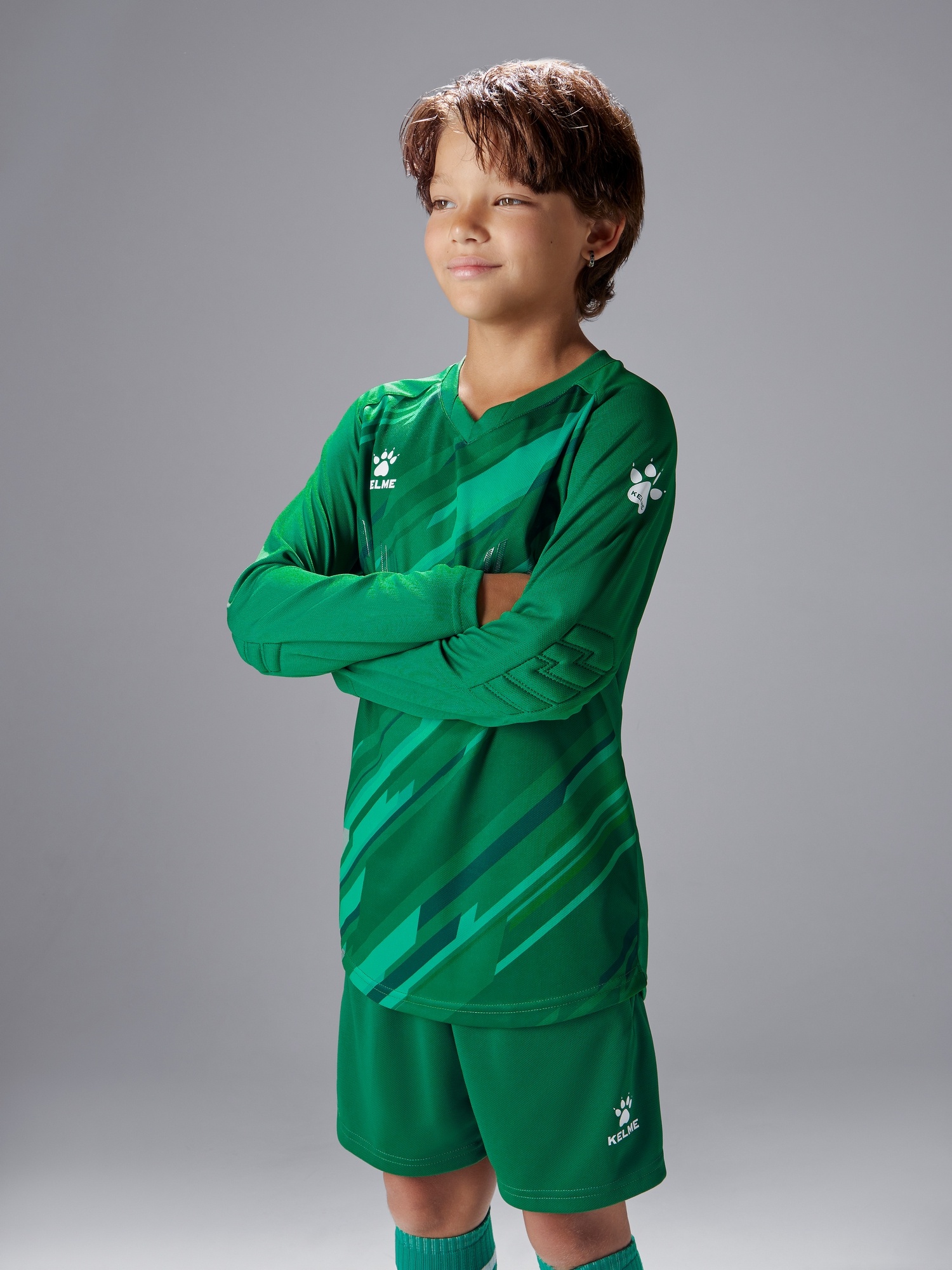 Детская вратарская форма KELME Long Sleeve Goalkeeper Suit Green