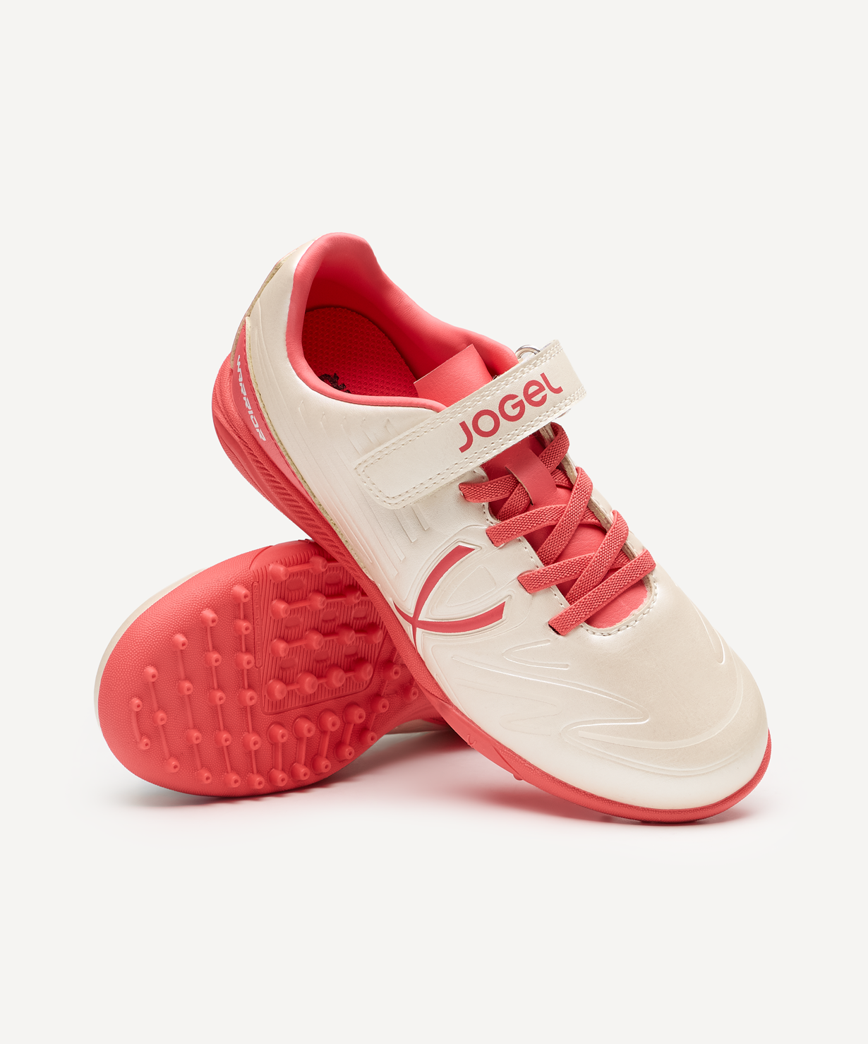 Бутсы футбольные JOGEL Warrior TF Talant KIDS, бежевый/ розовый