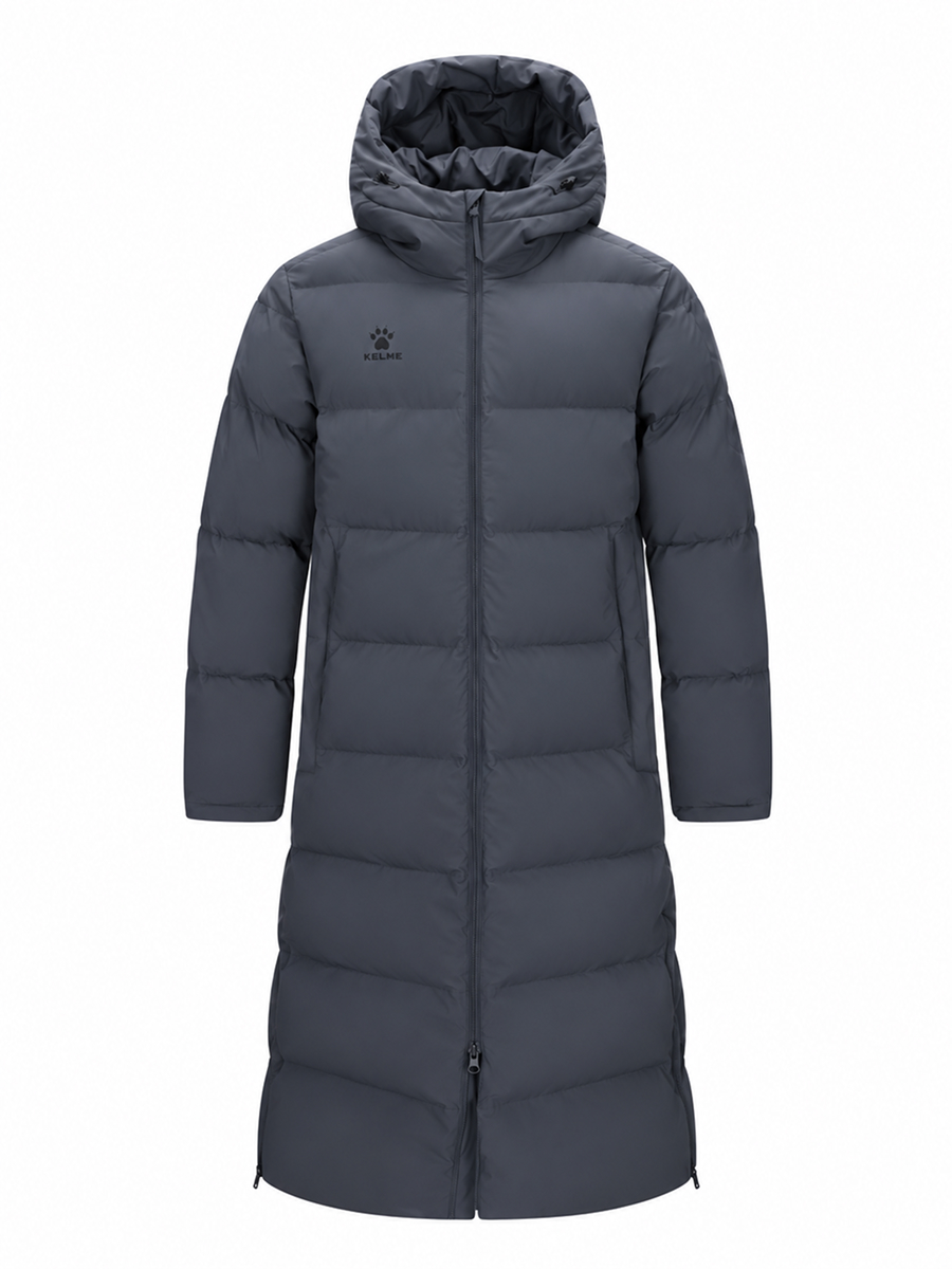 Пуховик KELME Hooded Long Cotton Coat Dark Grey