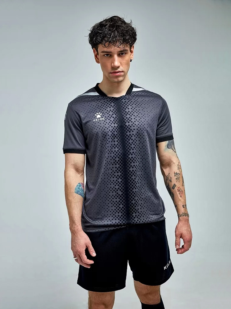 Футбольная форма KELME Short Sleeve Football Uniform (Dark Grey/Black)