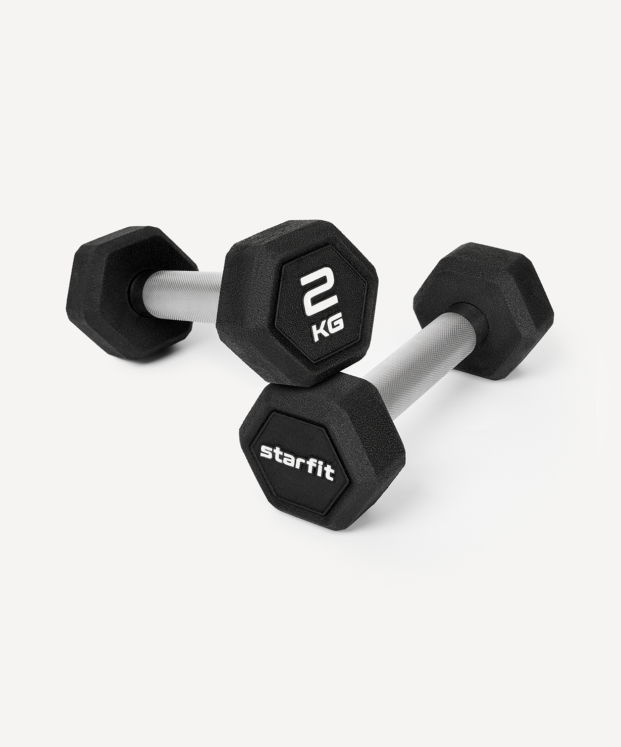 Гантель гексагональная STARFIT DB-301PRO 2 кг, обрезиненная, черный, пара