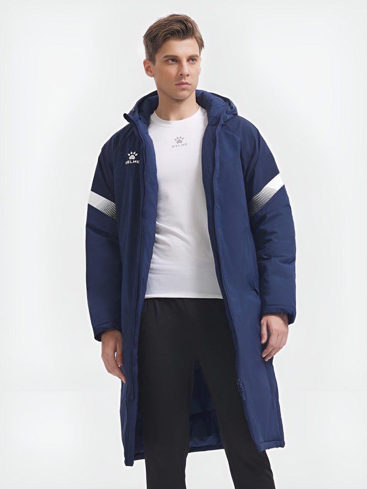 Куртка утепленная KELME Hooded Long Cotton Jacket Dark Blue