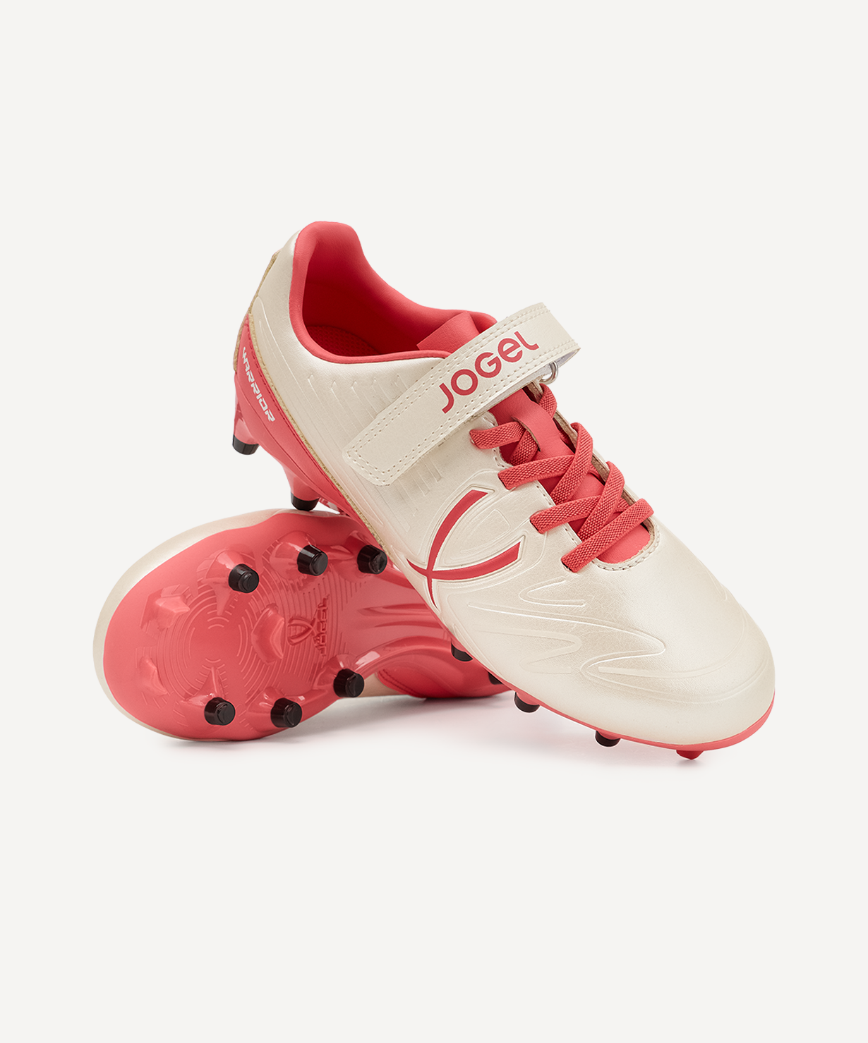 Бутсы футбольные JOGEL Warrior FG Talant KIDS, бежевый/ розовый