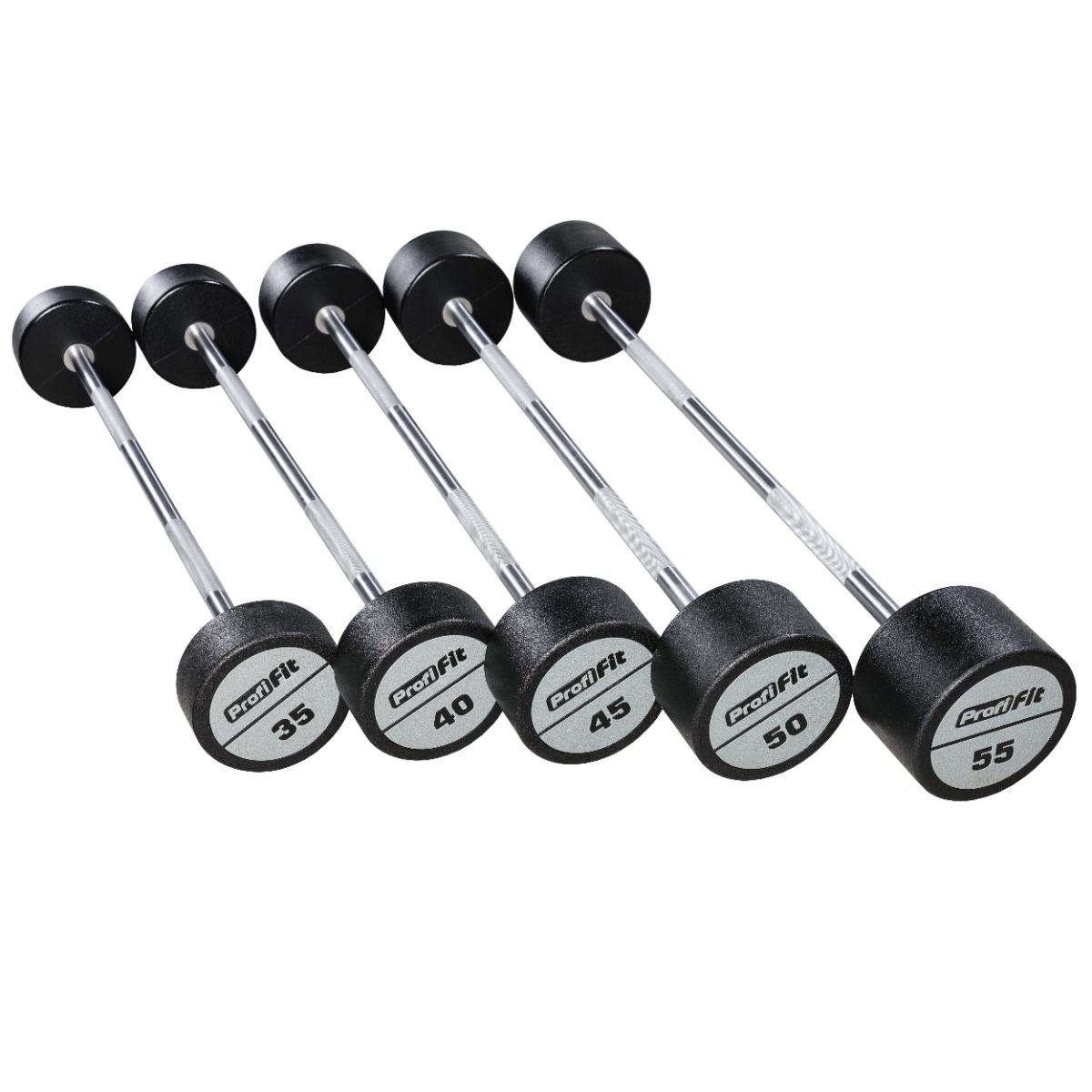 Набор прямых полиуретановых штанг (шаг 5 кг, 5 шт) PROFI-FIT 35-55 кг