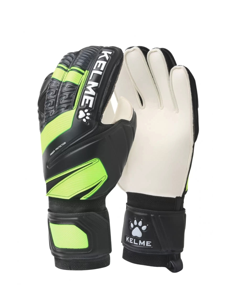 Перчатки вратарские KELME Goalkeeper Gloves (Competition Level) (Black/Light Green)