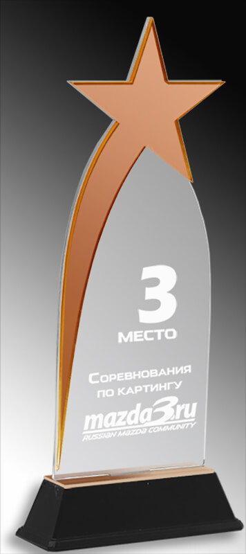 Акриловая награда с гравировкой (под бронзу)