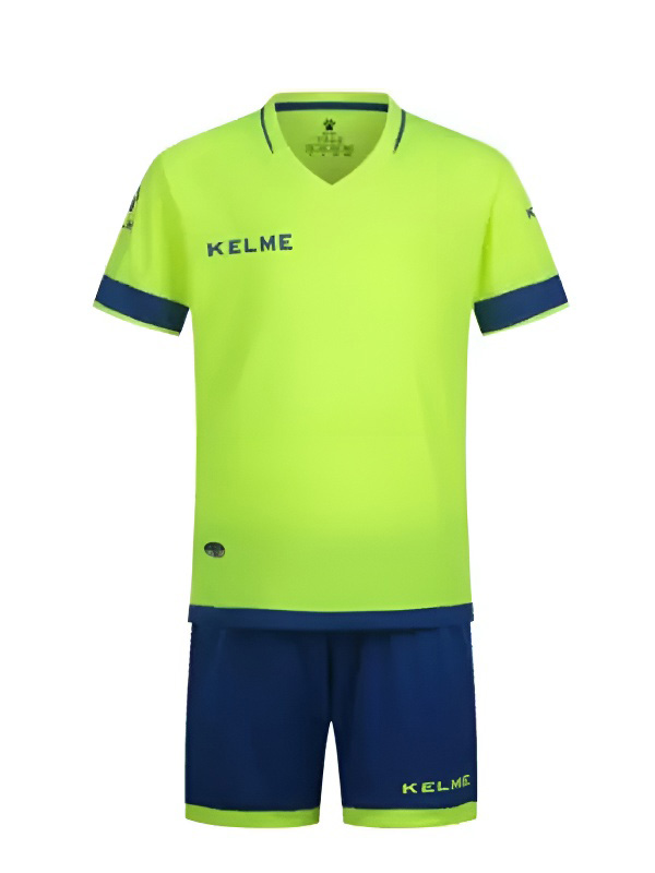 Детская футбольная форма KELME Short Sleeve Football Kid Set (Neon/Blue)
