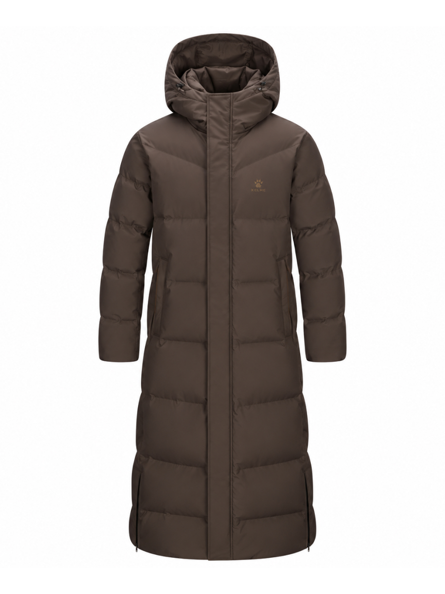 Пуховик KELME Long Down Jacket (Hooded) Dark Brown