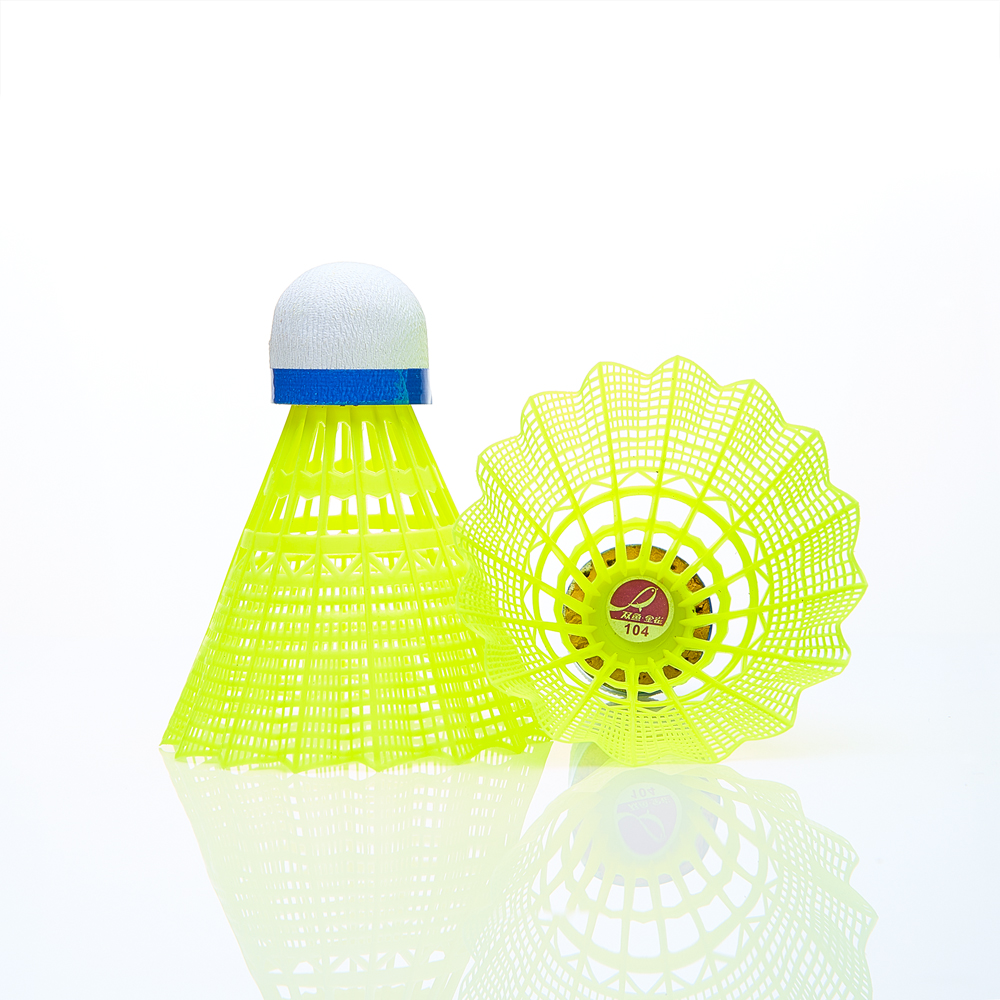 Воланы для бадминтона DOUBLE FISH JINQUE 104y ( нейлон),  уп.6 шт, сред.скор., желтый