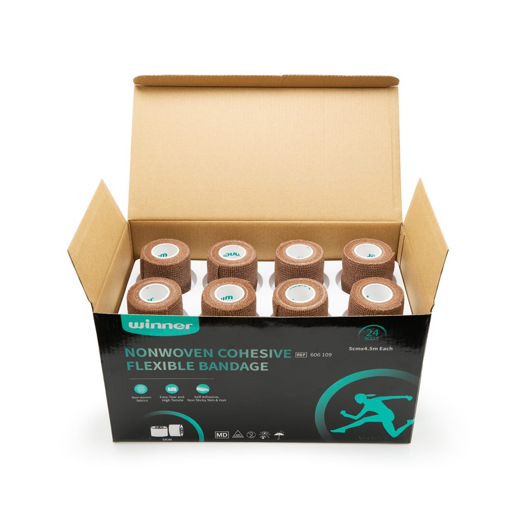 Тейп спортивный Winner,нетканый, когезивный 606109, 5 см*4,5 м, бежевый, 24шт/уп