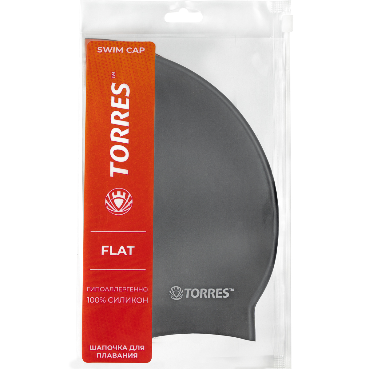 Шапочка для плав. TORRES Flat, SW-12201BK, черный, силикон