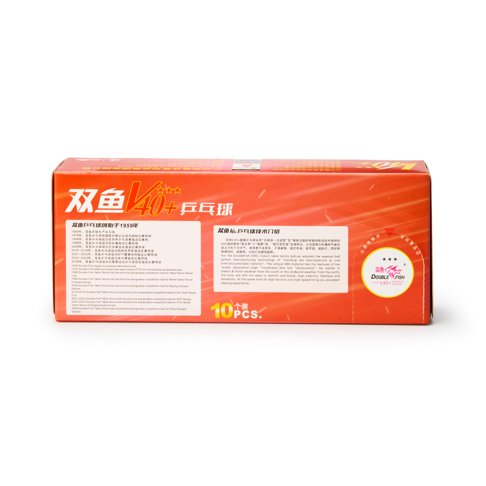 Мяч для наст. тенниса DOUBLE FISH 3***, V111F10, диам. V40+мм, ITTF Appr,плаcтик,упак.10 шт,белый