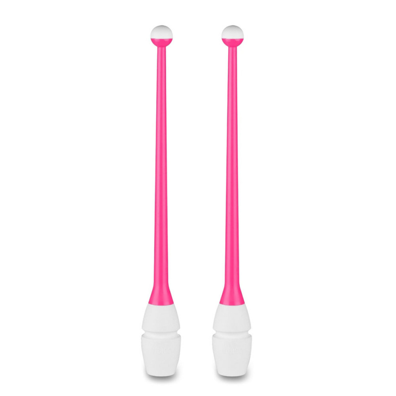 Булавы для худ. гимнастики INDIGO, IN017-PW, 36 см, пластик, каучук, в компл. 2шт, розово-бел