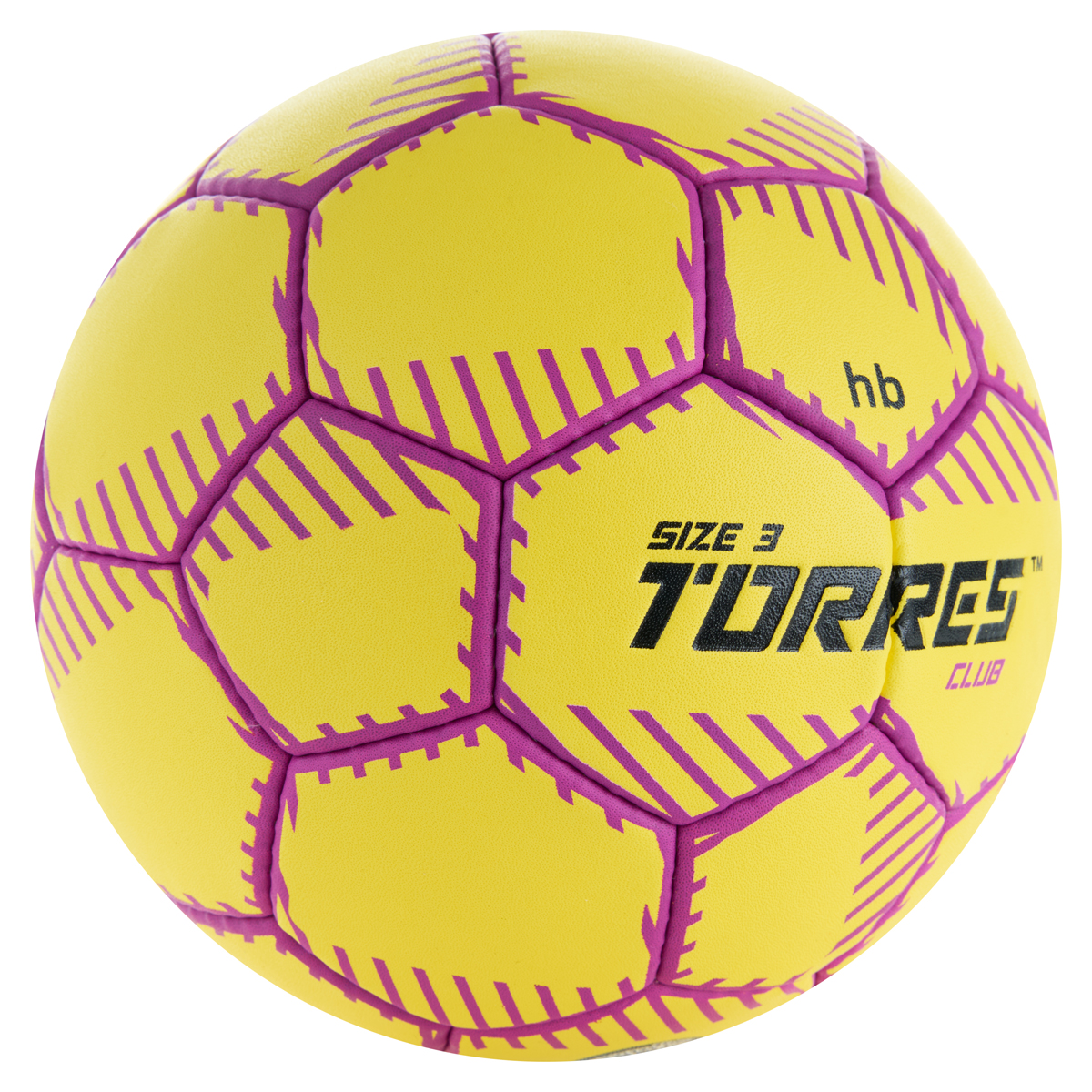 Мяч ганд. TORRES Club, H32433, р.3, ПУ, 5 подкл. слоев, руч. сшивка, желтый
