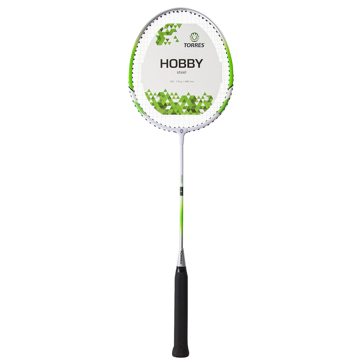 Ракетка бадм. TORRES Hobby1, BD20504, для начинающ.,стал. стерж и обод, со струнами, зелёный