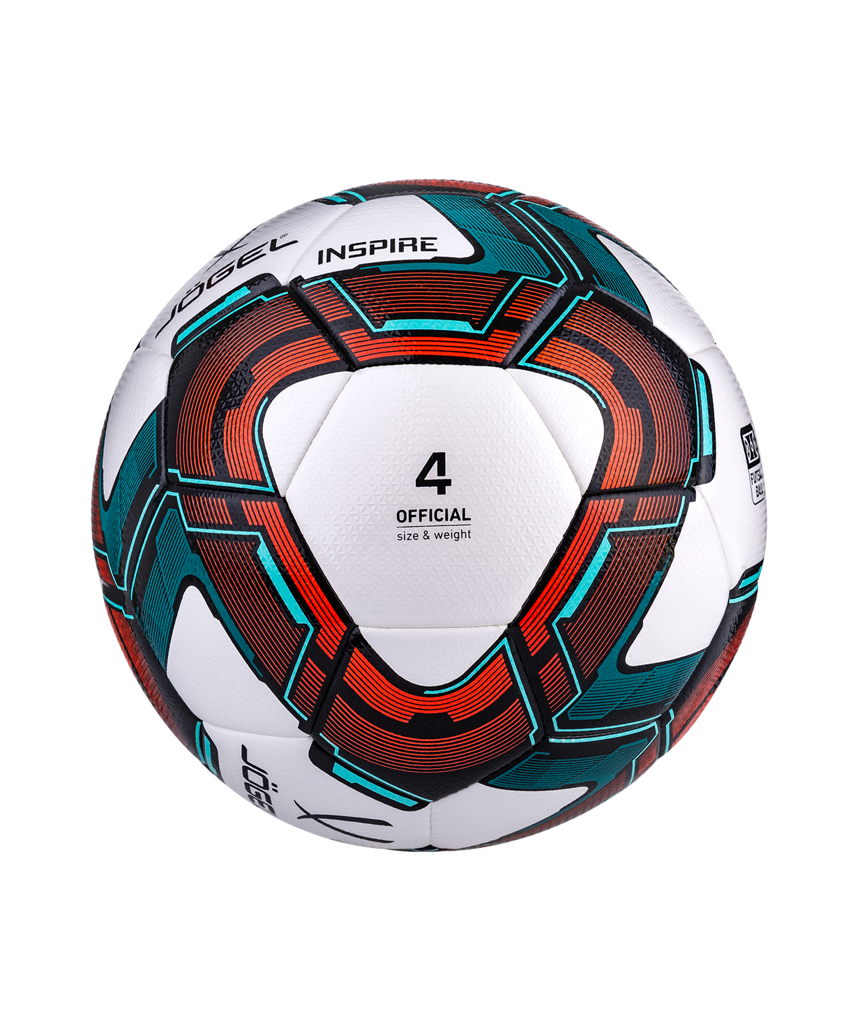 Мяч футзальный JOGEL Inspire №4, белый/черный/красный, размер 4