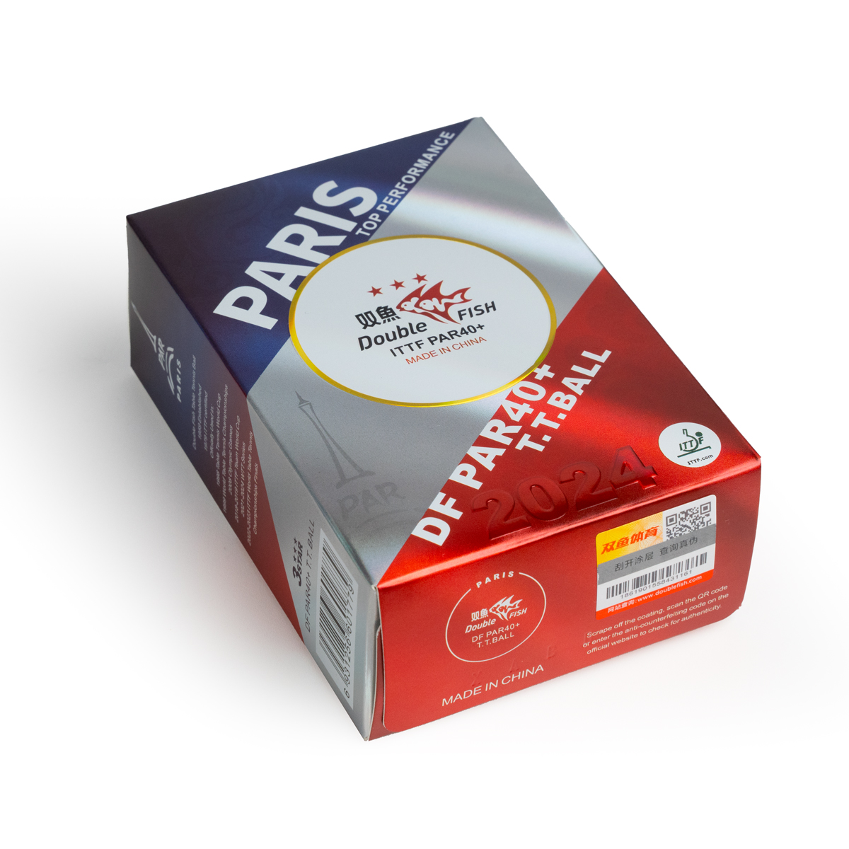 СЦ*Мяч для наст. тенниса DOUBLE FISH PARIS 2024 Olympic Games 3***,PAR40+, ITTF Appr,ABS,уп.6 шт