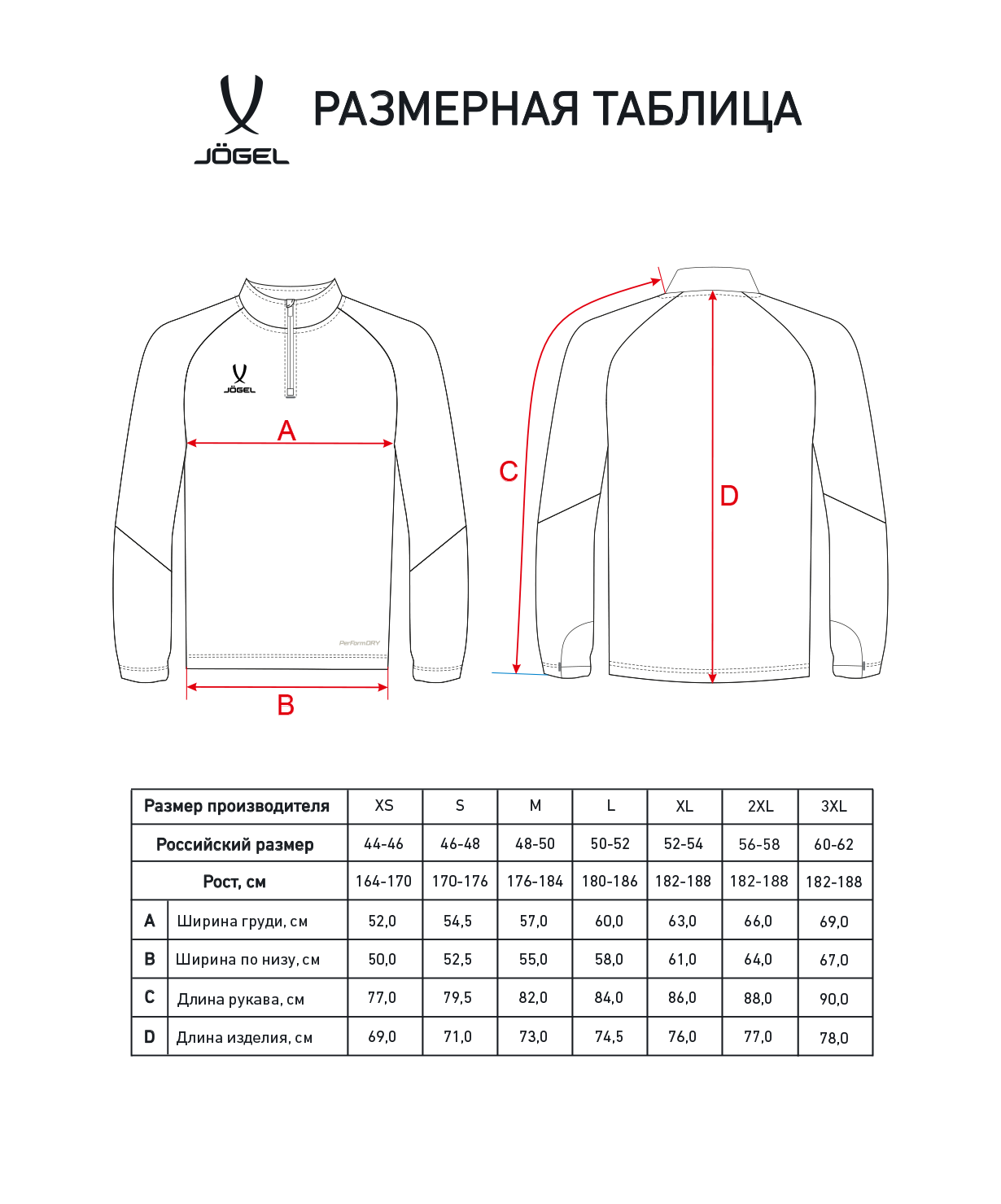 Джемпер тренировочный JOGEL PREMIER PerFormDRY Training 1/4 Zip Fleece Top, синий, размер L