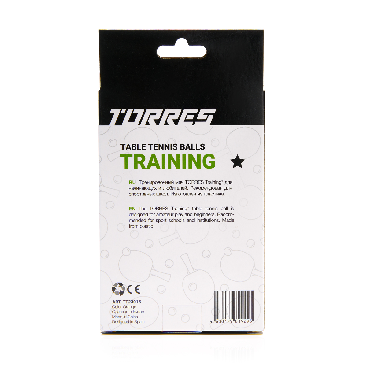 Мяч для наст. тенниса TORRES Training 1*, TT23015, диам. 40+ мм, упак. 6 шт, оранж