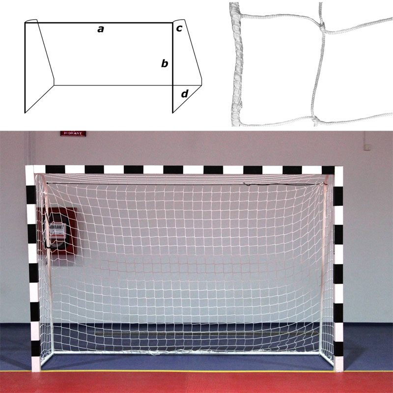Сетка ганд./футзал., FS-G-№13, a:3.0 b:2.0 c:0.8 d:1.2 м, нить 3,5 мм ПП, яч. 10*10 см, белая