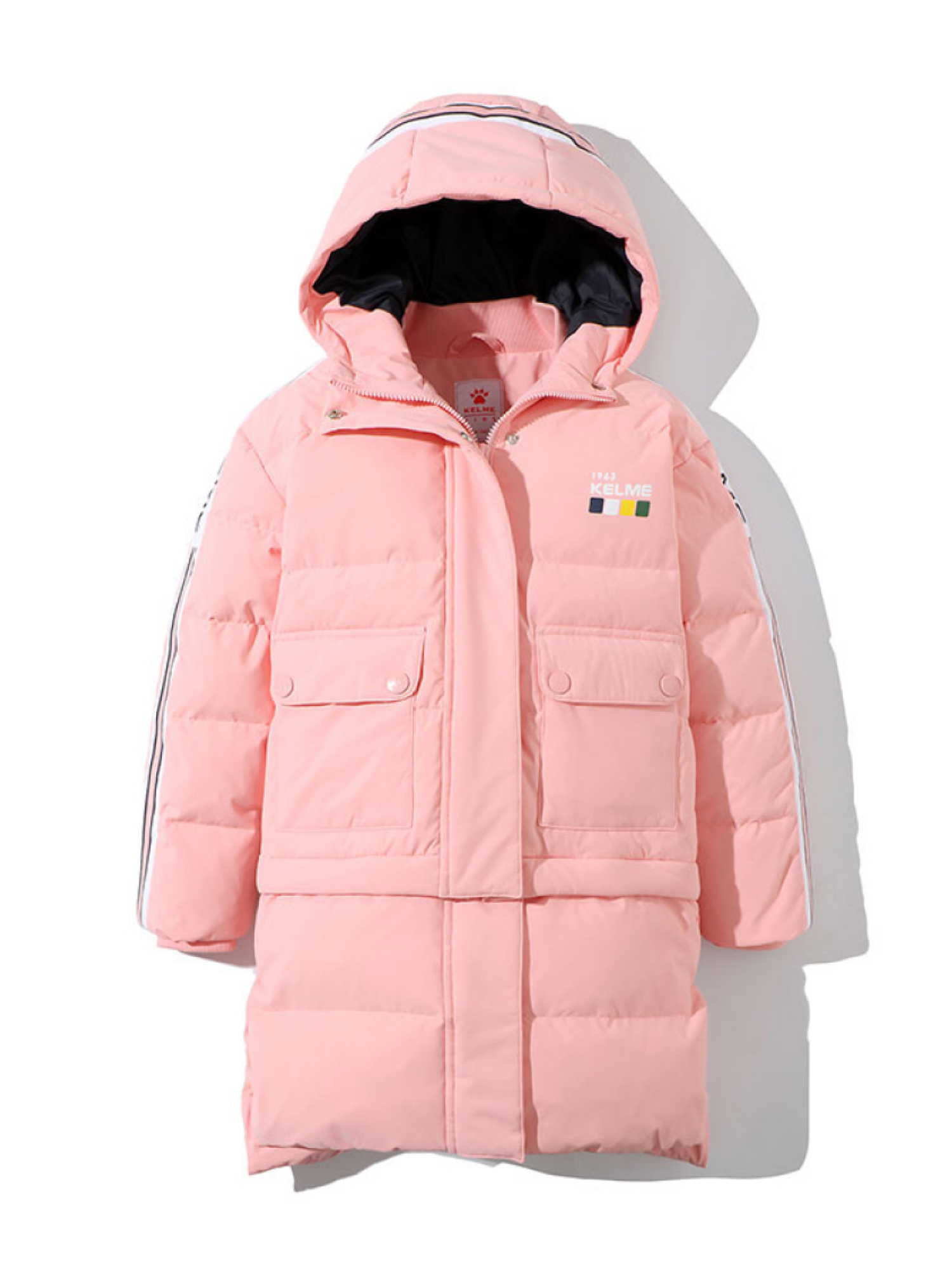 Пуховик KELME Girl's Thick Mid-Length Down Jacket Pink