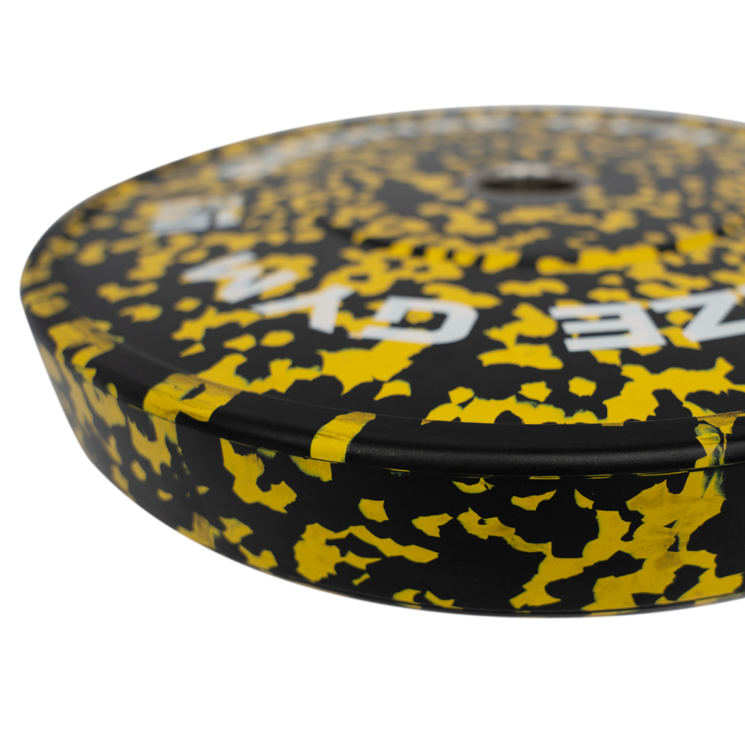 Диск бамперный BRONZE GYM камуфляж желтый 15 кг