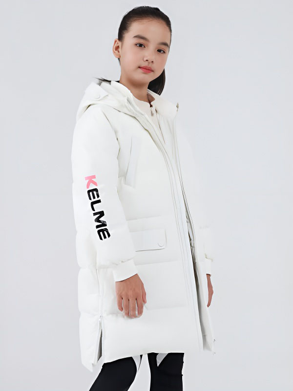 Детский пуховик KELME Girl's Mid-Length Down Jacket White