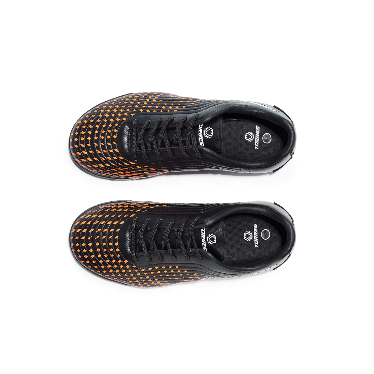 Бутсы зальные TORRES FLEX KID детские, TS134233-124-30, р.30, резина,ПУ,текстиль, чёрно-оранжевый