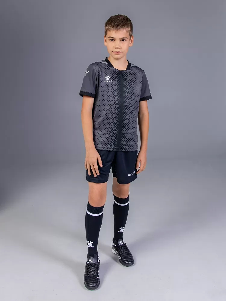 Детская футбольная форма KELME Short Sleeve Football Set Dark Grey