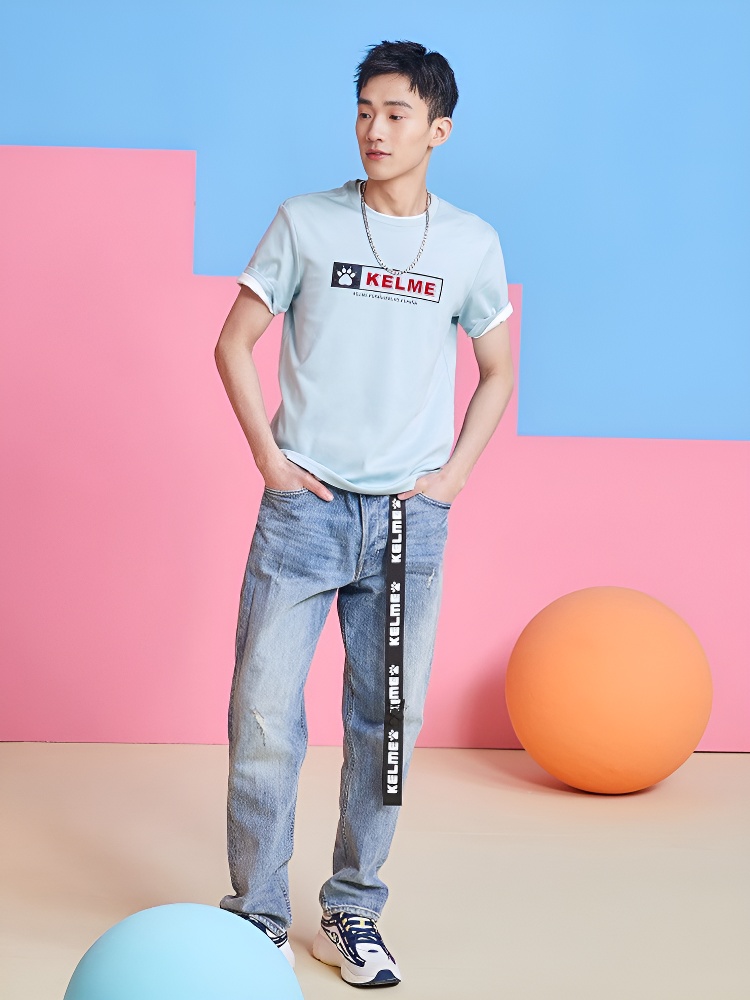 Футболка KELME Round Neck Short Sleeve T-Shirt Light Blue