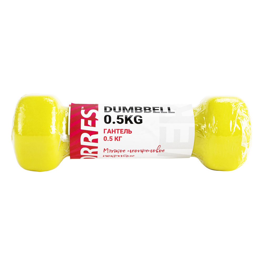 Гантель TORRES 0,5 кг, PL550105, металл в неопреновой оболочке, форма шестигранник, желтый