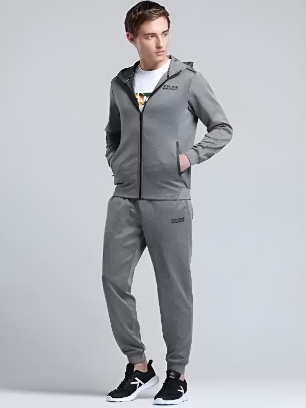 Спортивный костюм KELME Men's Hooded Knitted Jacket Suit Grey