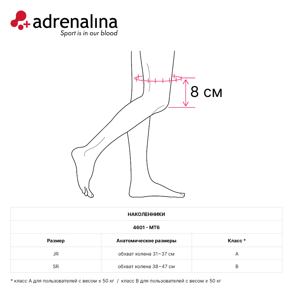 Наколенники волейб. +ADRENALINA MT6 4601-049, размер Senior, черный