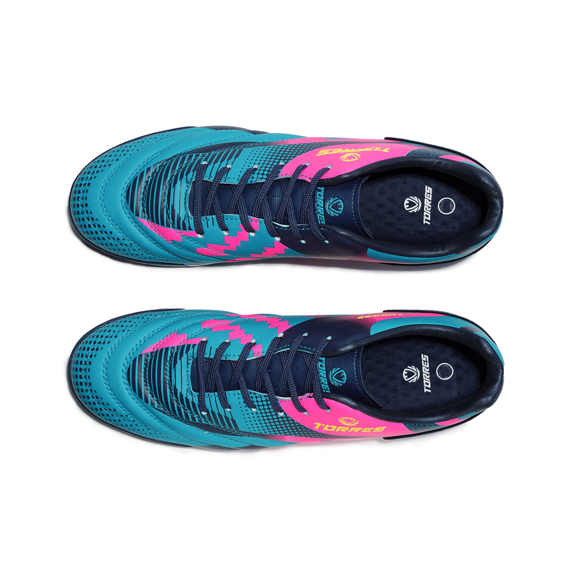 Бутсы зальные TORRES TIEMPO-J подростковые, TS134236-379-35, р.35, резина,ПУ,текст,бирюзово-розовый