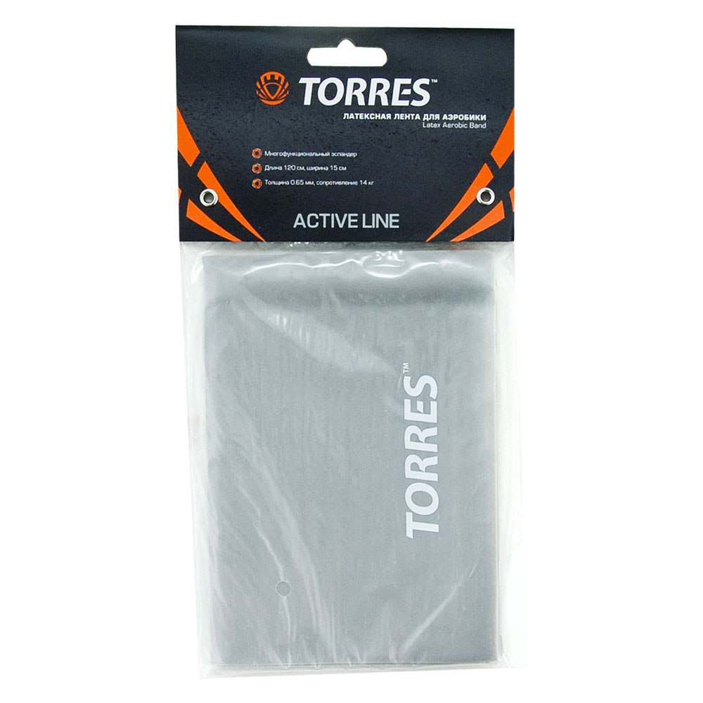 Эспандер TORRES латексная лента, AL0019,длина 120 см, шир.15 см, сопротивление 14 кг., серый