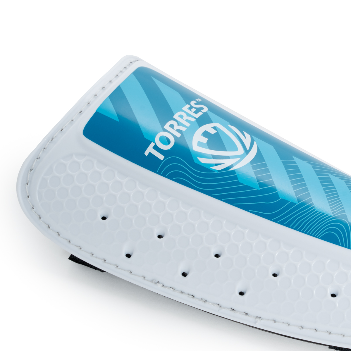 Щитки футбольные TORRES Match , FS2305S, р. S, без голеностопа, две заст. на лип, бело-голубой