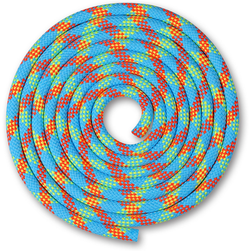 Скакалка гимнастическая INDIGO, SM-360-BCL, утяжеленная, 180г,длина 3м, шнур, голубо-кораллово-лимон