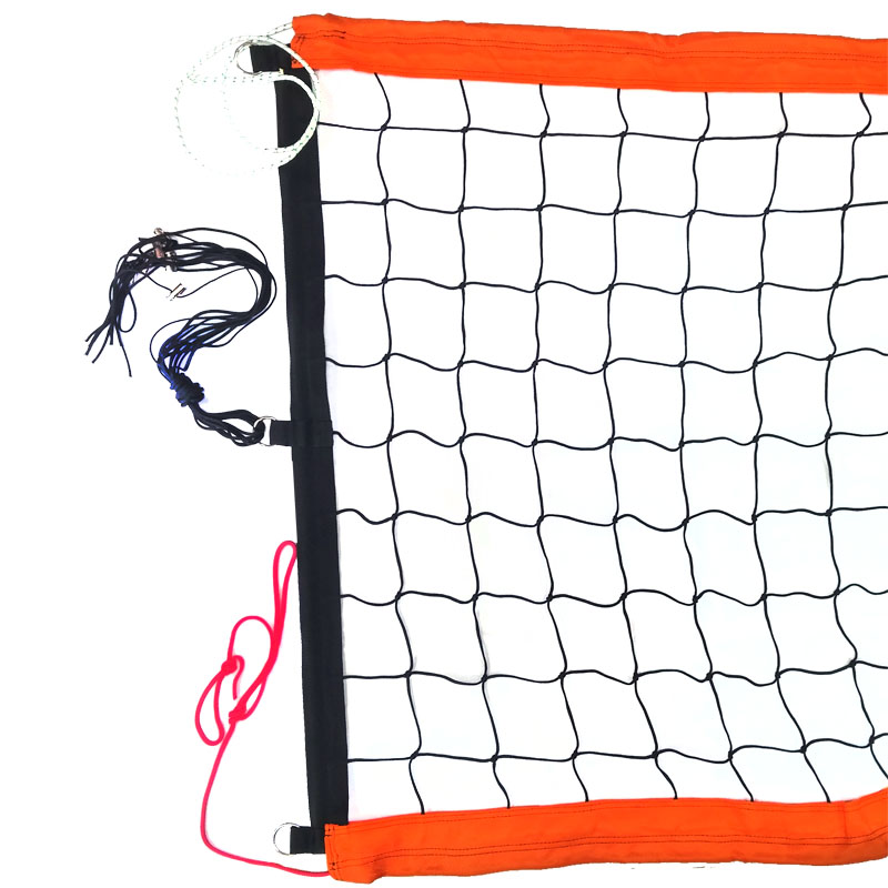Сетка для пл.вол., FS-PV-№11, 8,5х1м,нить3мм,яч.10см,верх,ниж ленты 7,5см.ОРАНЖ.цв,кев.трос, чер