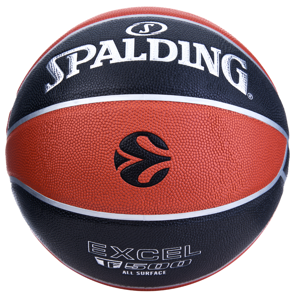 Мяч баск. SPALDING TF-500 Excel Euroleague р.7, 77101z, композит, коричнево-черный
