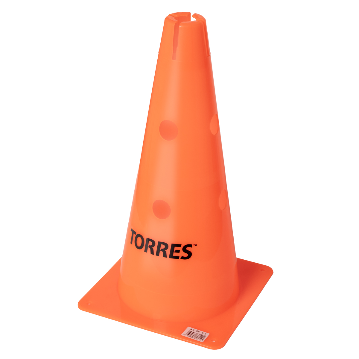 Конус трен. TORRES, TR1010, пластик, высота 38 см, с отв. для штанги TORRES, оранжевый
