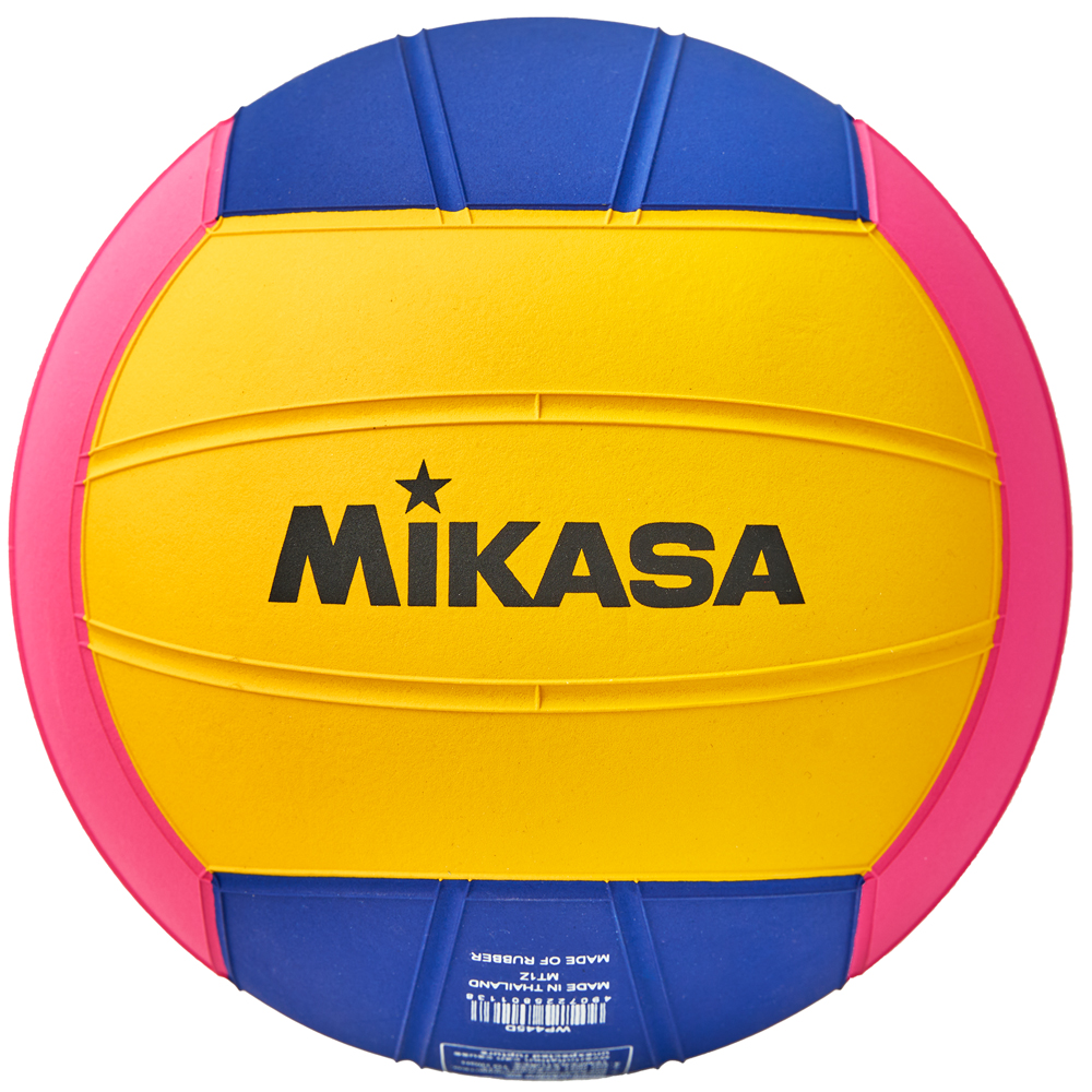 Мяч для водного поло MIKASA WP445D р.4, жен, резина, вес 400-450гр, дл.окр-65-67см, желто-сине-розов