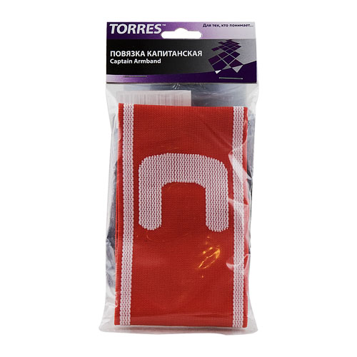 Капитанская повязка TORRES, SS11002-04, нейлон, безразмерная, красно-белый