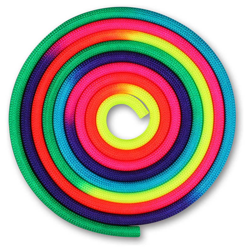 Скакалка гимнастическая INDIGO, IN038-RBW, утяжеленная, 165г, длина 3м, шнур, радуга